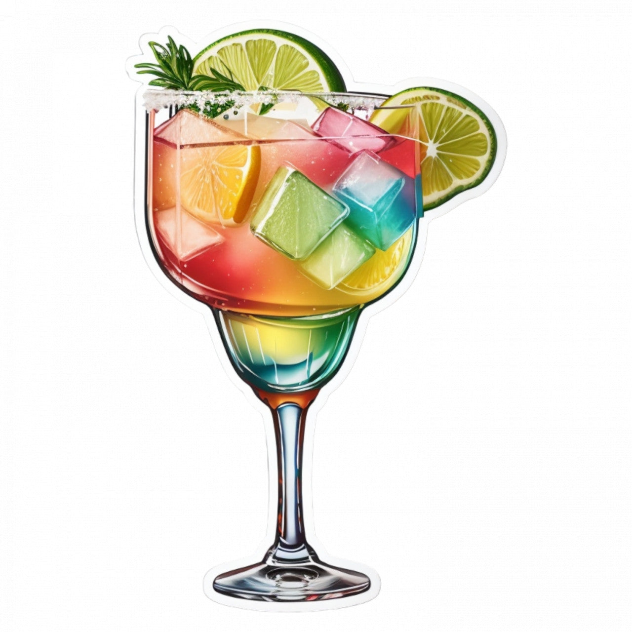 Set 3 bucati, Sticker decorativ, Cocktail Margarita cu lime si gheata, Rezistent la apa, NO872, 6 cm, Multicolor