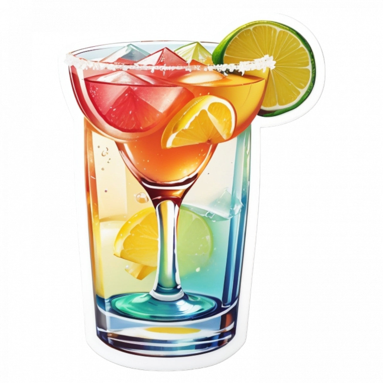 Set 3 bucati, Sticker decorativ, Cocktail Margarita, Rezistent la apa, NO873, 6 cm, Multicolor