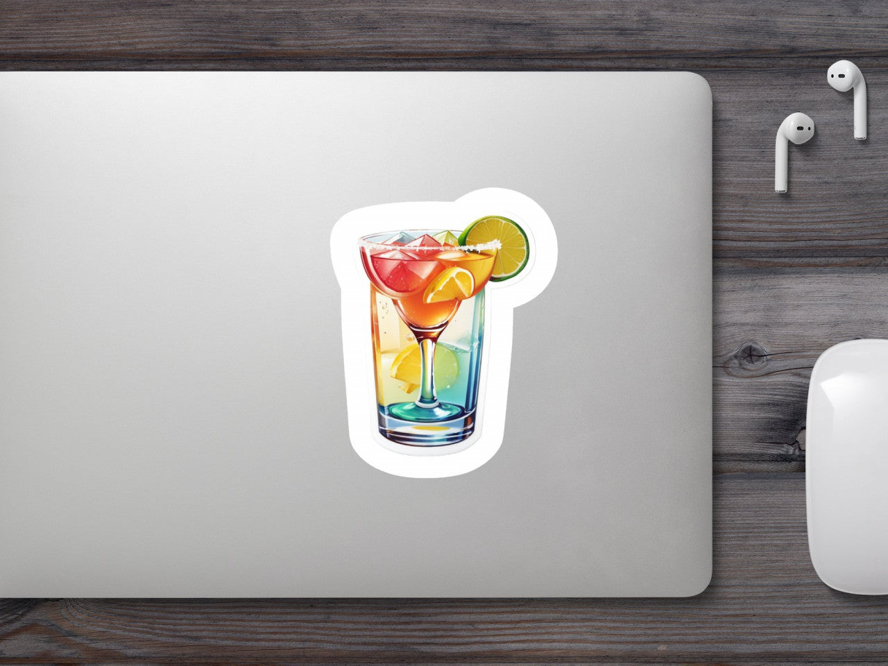 Set 3 bucati, Sticker decorativ, Cocktail Margarita, Rezistent la apa, NO873, 6 cm, Multicolor