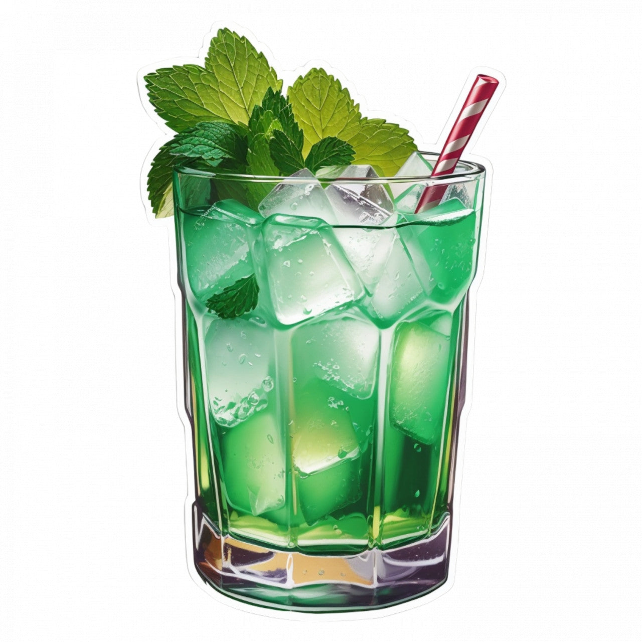 Set 3 bucati, Sticker decorativ, Cocktail mint julep, Rezistent la apa, NO911, 6 cm, Multicolor