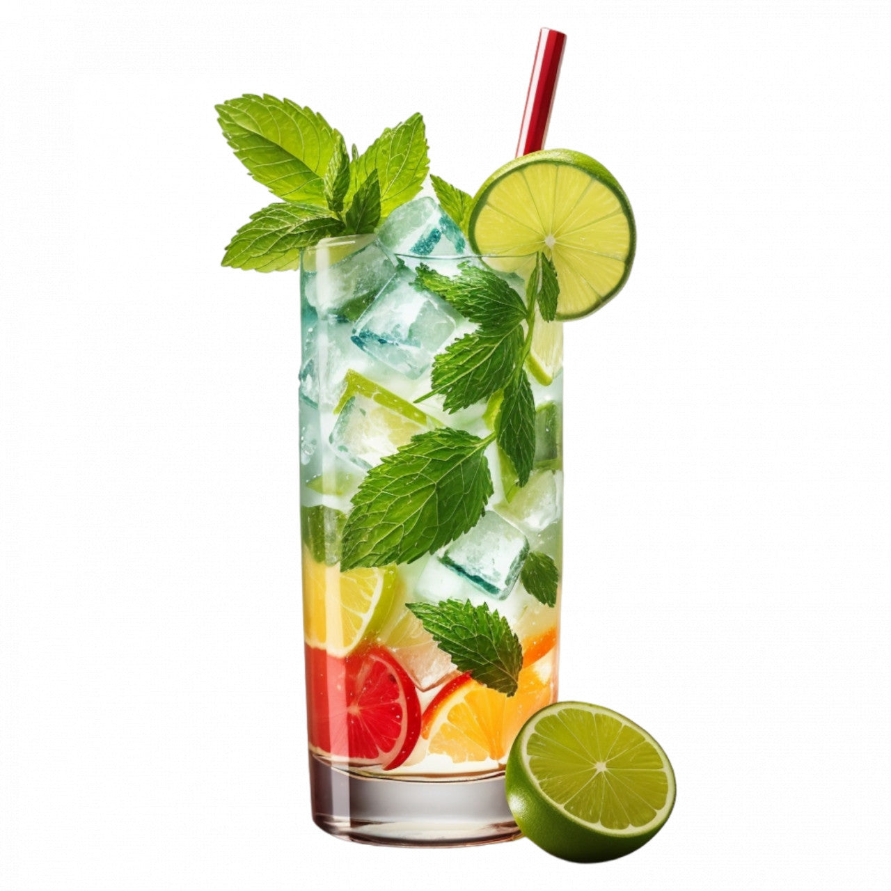 Set 3 bucati, Sticker decorativ, Cocktail Mojito cu lime, Rezistent la apa, NO917, 6 cm, Multicolor