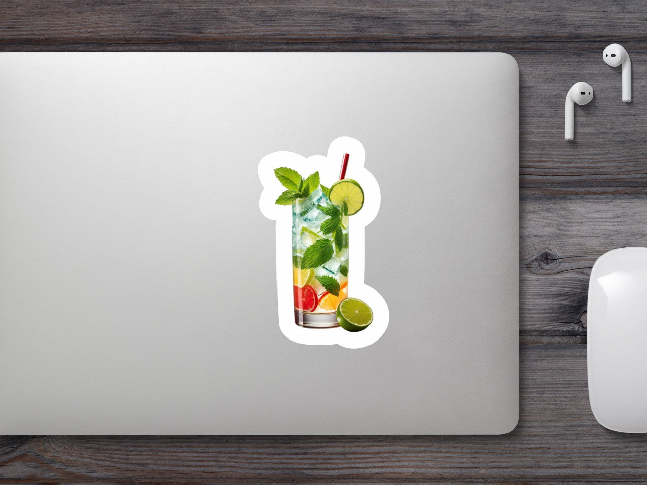 Set 3 bucati, Sticker decorativ, Cocktail Mojito cu lime, Rezistent la apa, NO917, 6 cm, Multicolor