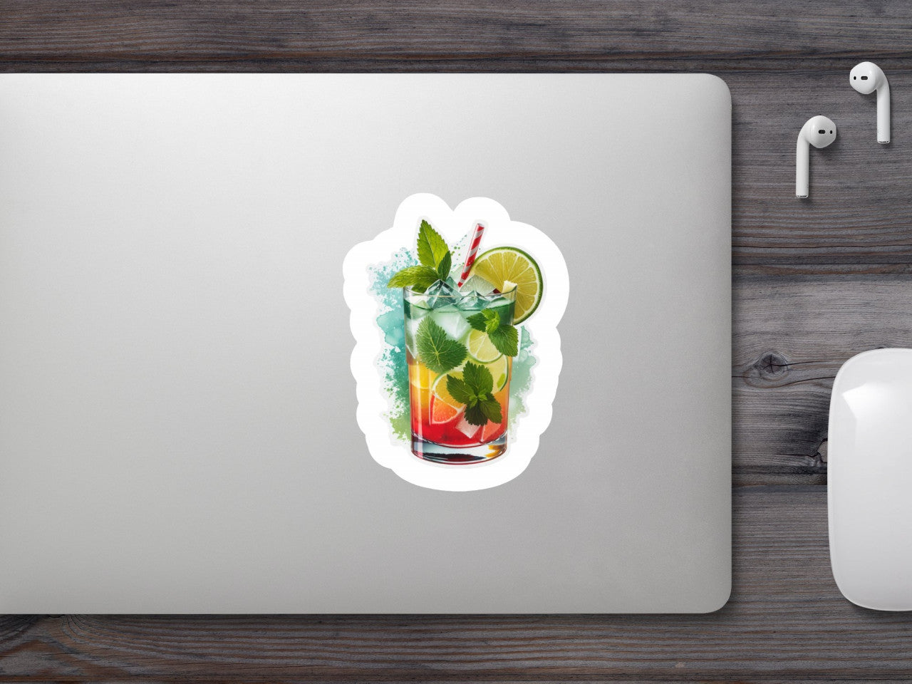 Set 3 bucati, Sticker decorativ, Cocktail Mojito, Rezistent la apa, NO915, 6 cm, Multicolor