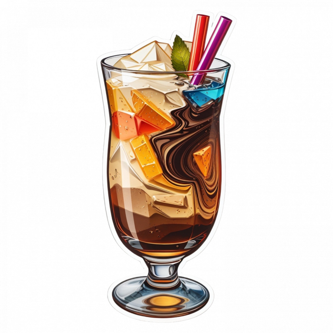 Set 3 bucati, Sticker decorativ, Cocktail Mudslide cu ciocolata, Rezistent la apa, NO932, 6 cm, Multicolor