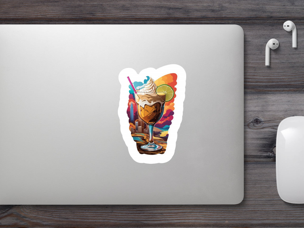 Set 3 bucati, Sticker decorativ, Cocktail Mudslide cu frisca, Rezistent la apa, NO931, 6 cm, Multicolor
