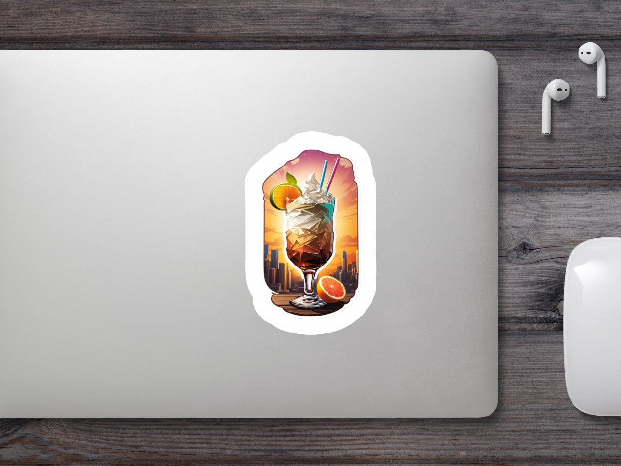 Set 3 bucati, Sticker decorativ, Cocktail Mudslide cu frisca si menta, Rezistent la apa, NO934, 6 cm, Multicolor
