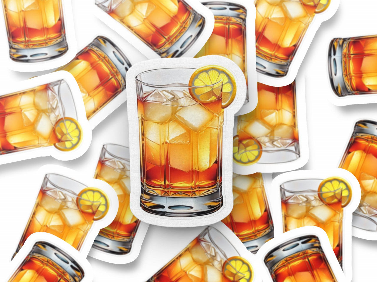Set 3 bucati, Sticker decorativ, Cocktail whisky sour, Rezistent la apa, NO1374, 6 cm, Multicolor