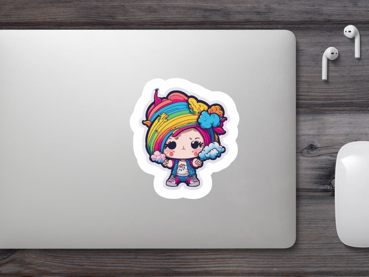 Set 3 bucati, Sticker decorativ, Copil cu turban curcubeu, Rezistent la apa, NO2292, 6 cm, Multicolor