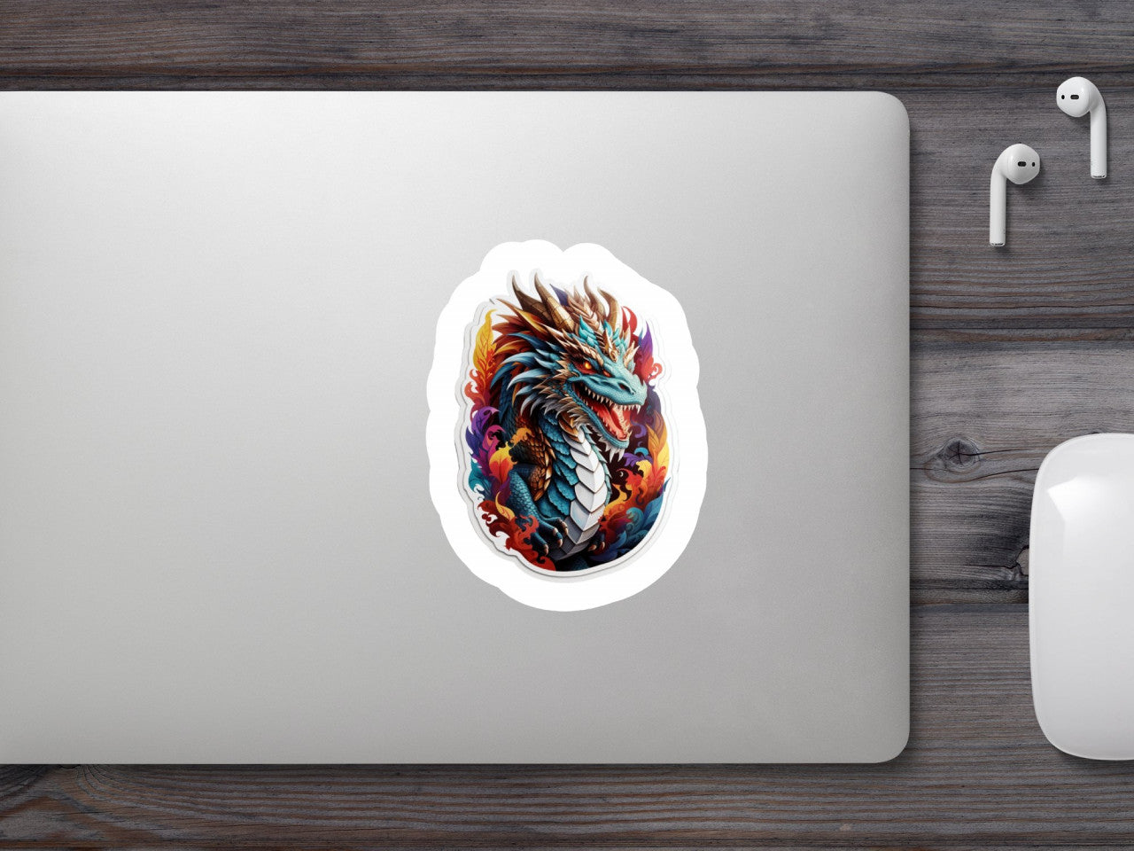 Set 3 bucati, Sticker decorativ, Cragonul cu colti, Rezistent la apa, NO492, 6 cm, Multicolor