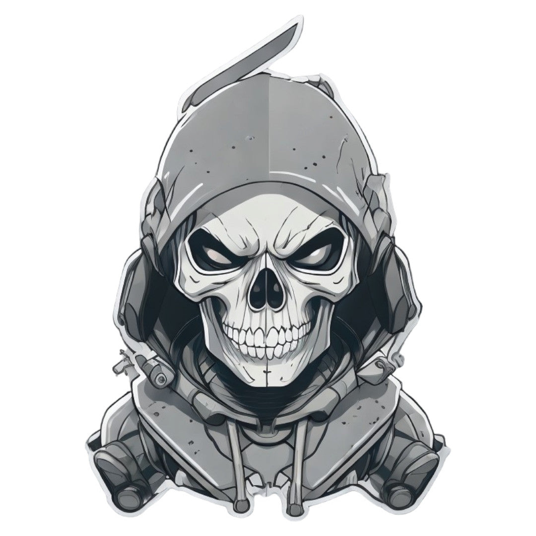 Set 3 bucati, Sticker decorativ, Craniu cu caciula, Rezistent la apa, NO2240, 6 cm, Multicolor