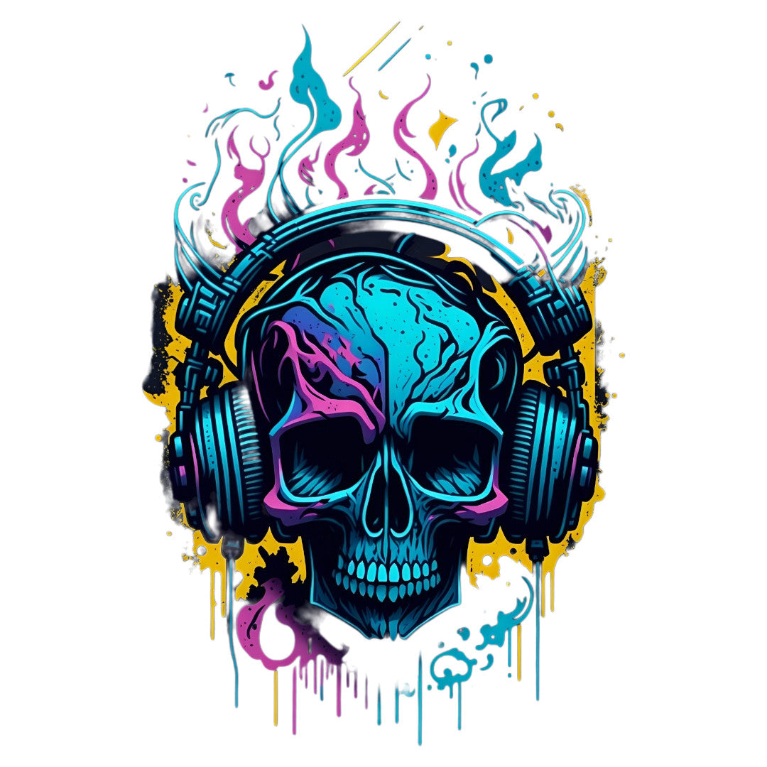 Set 3 bucati, Sticker decorativ, Craniu cu casti, Rezistent la apa, NO1942, 6 cm, Multicolor