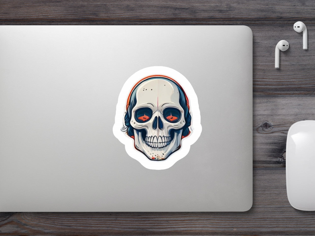 Set 3 bucati, Sticker decorativ, Craniu cu par lung, Rezistent la apa, NO2243, 6 cm, Multicolor