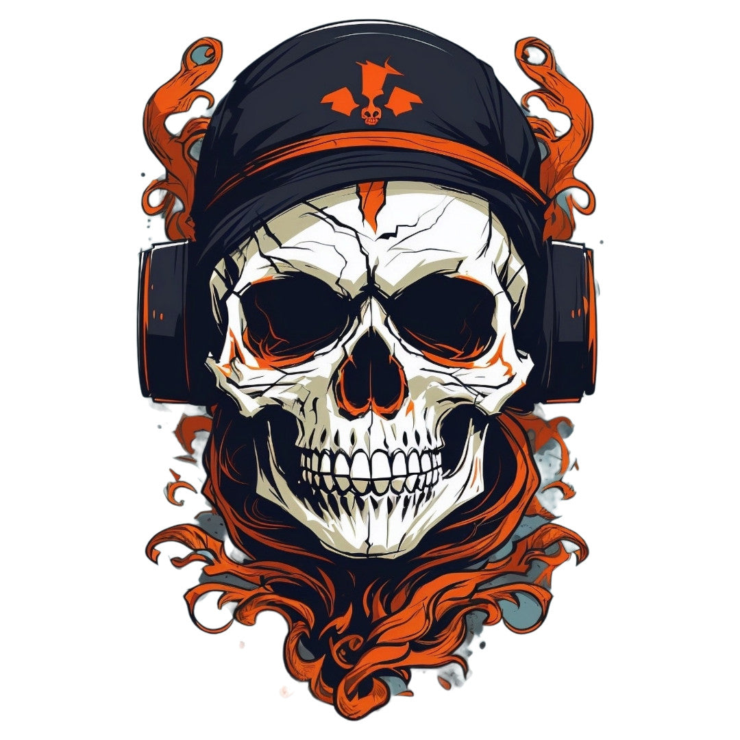 Set 3 bucati, Sticker decorativ, Craniu cu sapca, Rezistent la apa, NO1853, 6 cm, Multicolor