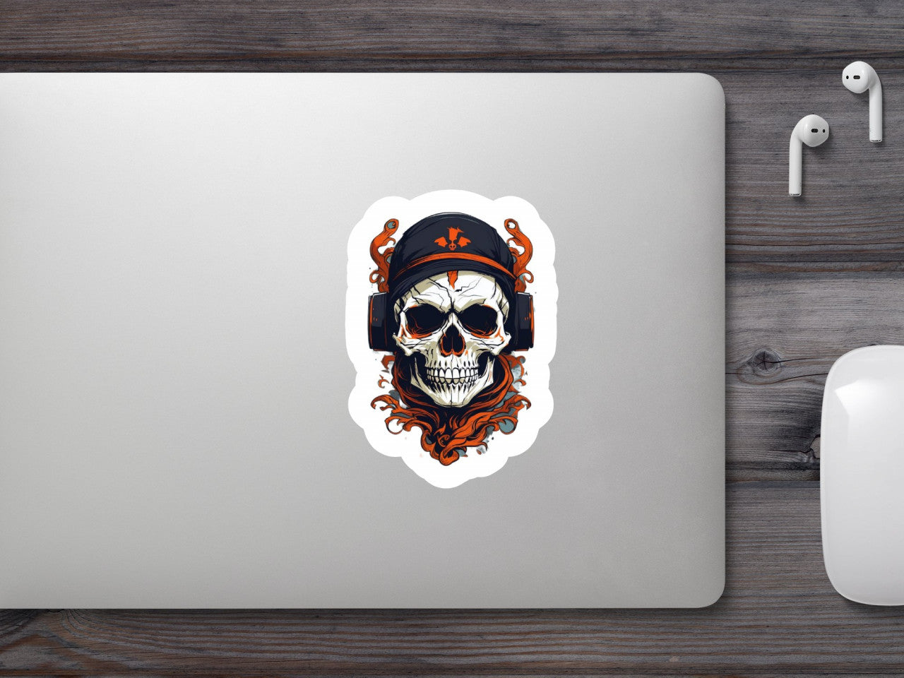 Set 3 bucati, Sticker decorativ, Craniu cu sapca, Rezistent la apa, NO1853, 6 cm, Multicolor