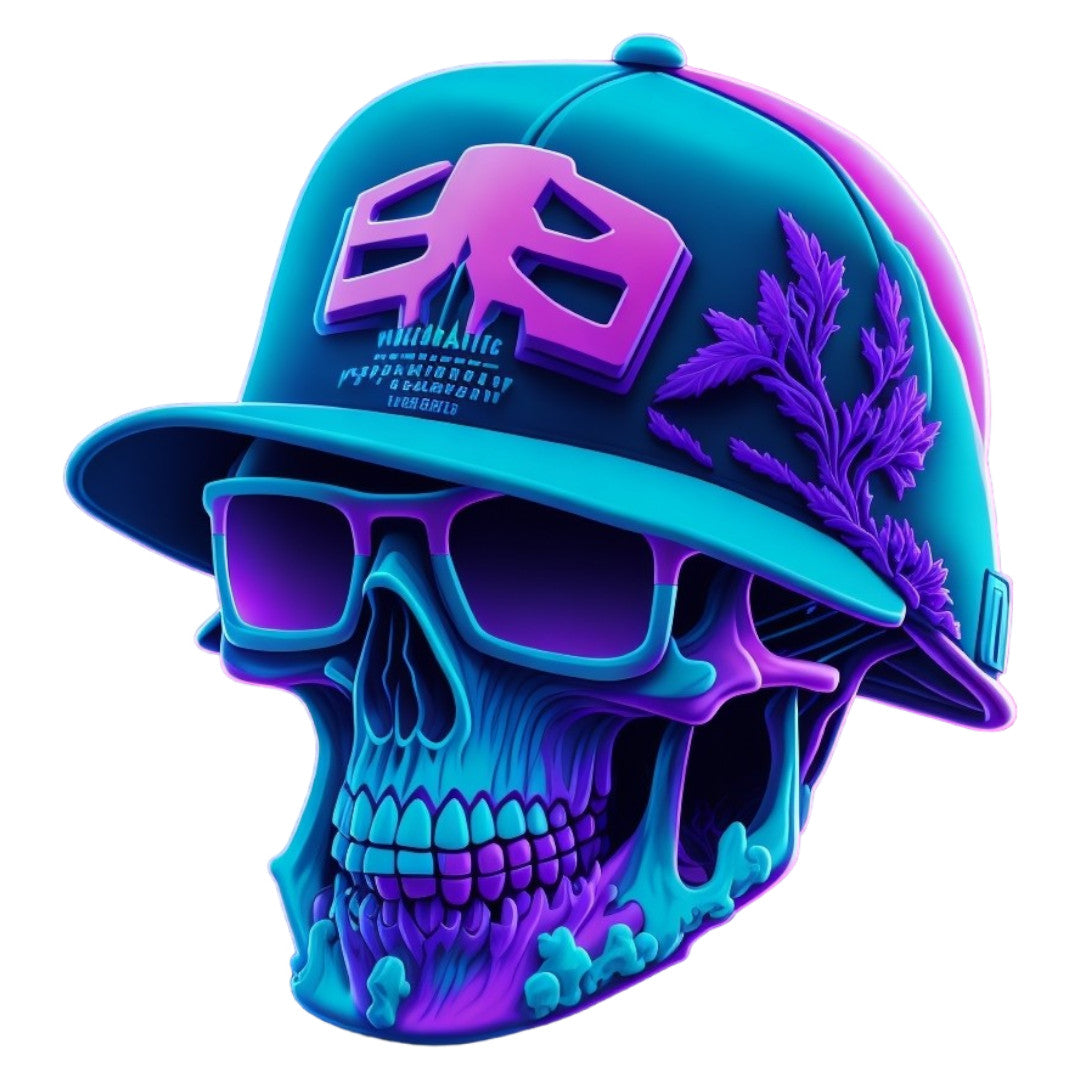 Set 3 bucati, Sticker decorativ, Craniu cu sapca, Rezistent la apa, NO2275, 6 cm, Multicolor