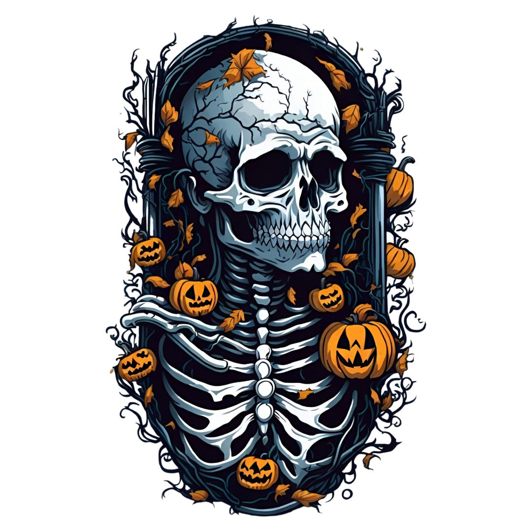 Set 3 bucati, Sticker decorativ, Craniu cu schelet halloween, Rezistent la apa, NO1738, 6 cm, Multicolor