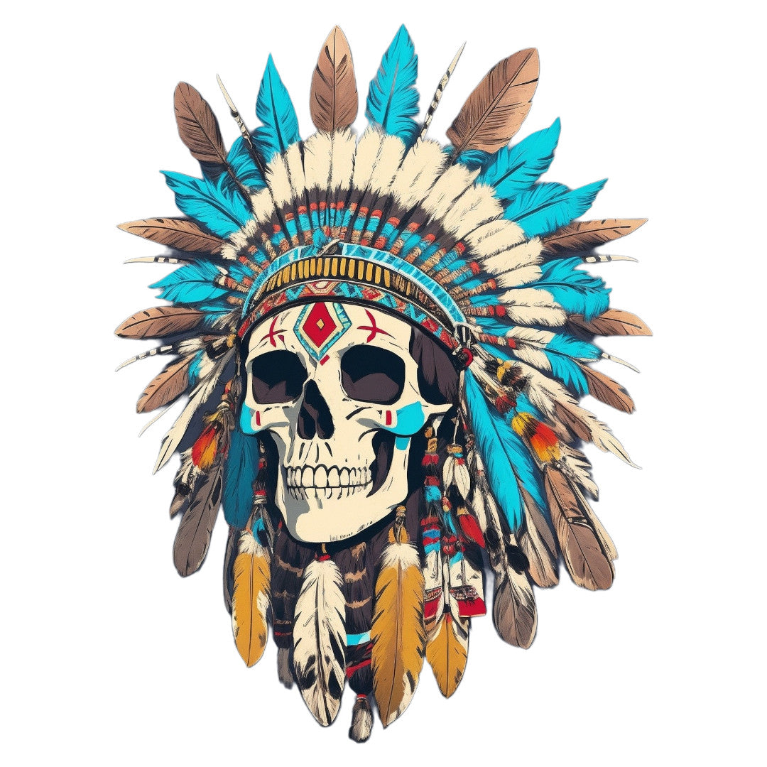 Set 3 bucati, Sticker decorativ, Craniu indianul talpa iute, Rezistent la apa, NO1597, 6 cm, Multicolor