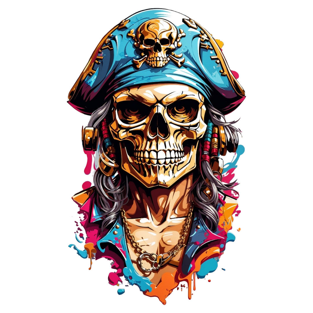 Set 3 bucati, Sticker decorativ, Craniu pirat, Rezistent la apa, NO1934, 6 cm, Multicolor