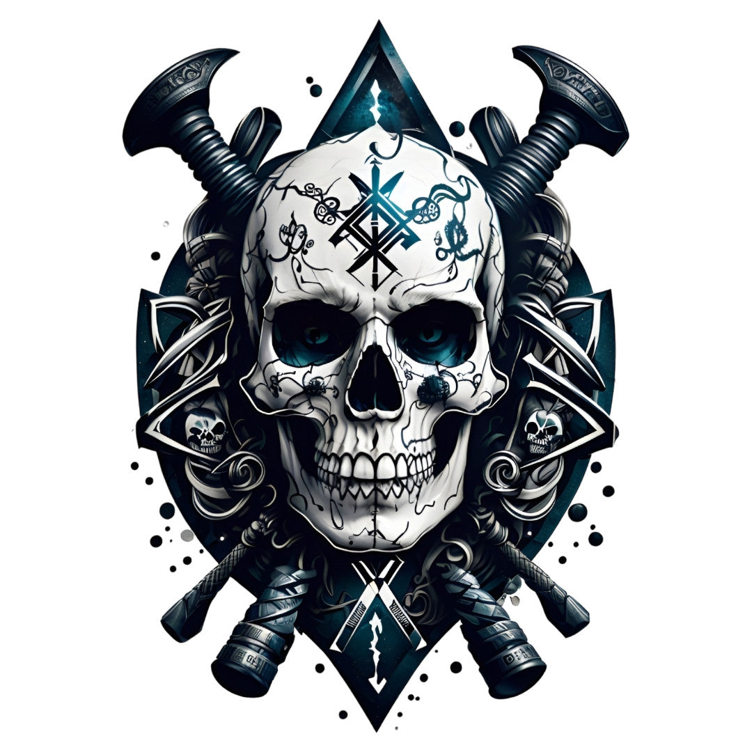 Set 3 bucati, Sticker decorativ, Craniu Viking, Rezistent la apa, NO1657, 6 cm, Multicolor