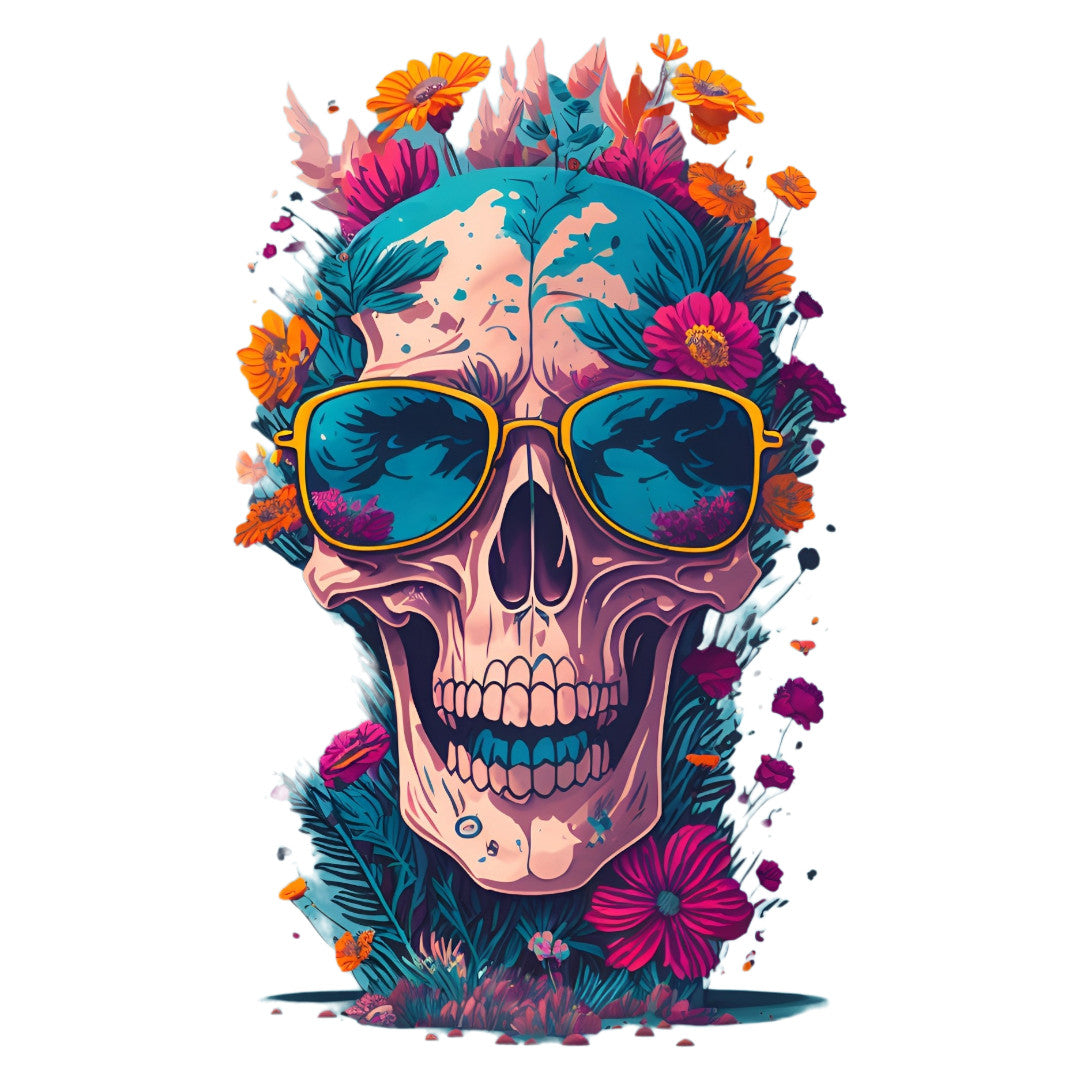 Set 3 bucati, Sticker decorativ, Craniul zambaret, Rezistent la apa, NO1513, 6 cm, Multicolor