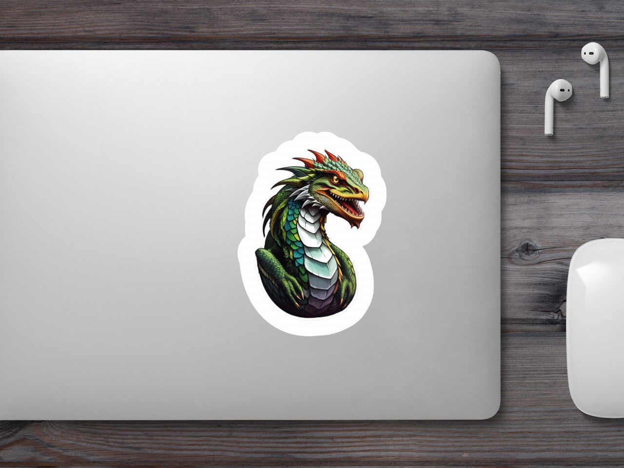 Set 3 bucati, Sticker decorativ, Creatura mitologica basilisk bust, Rezistent la apa, NO78, 6 cm, Multicolor