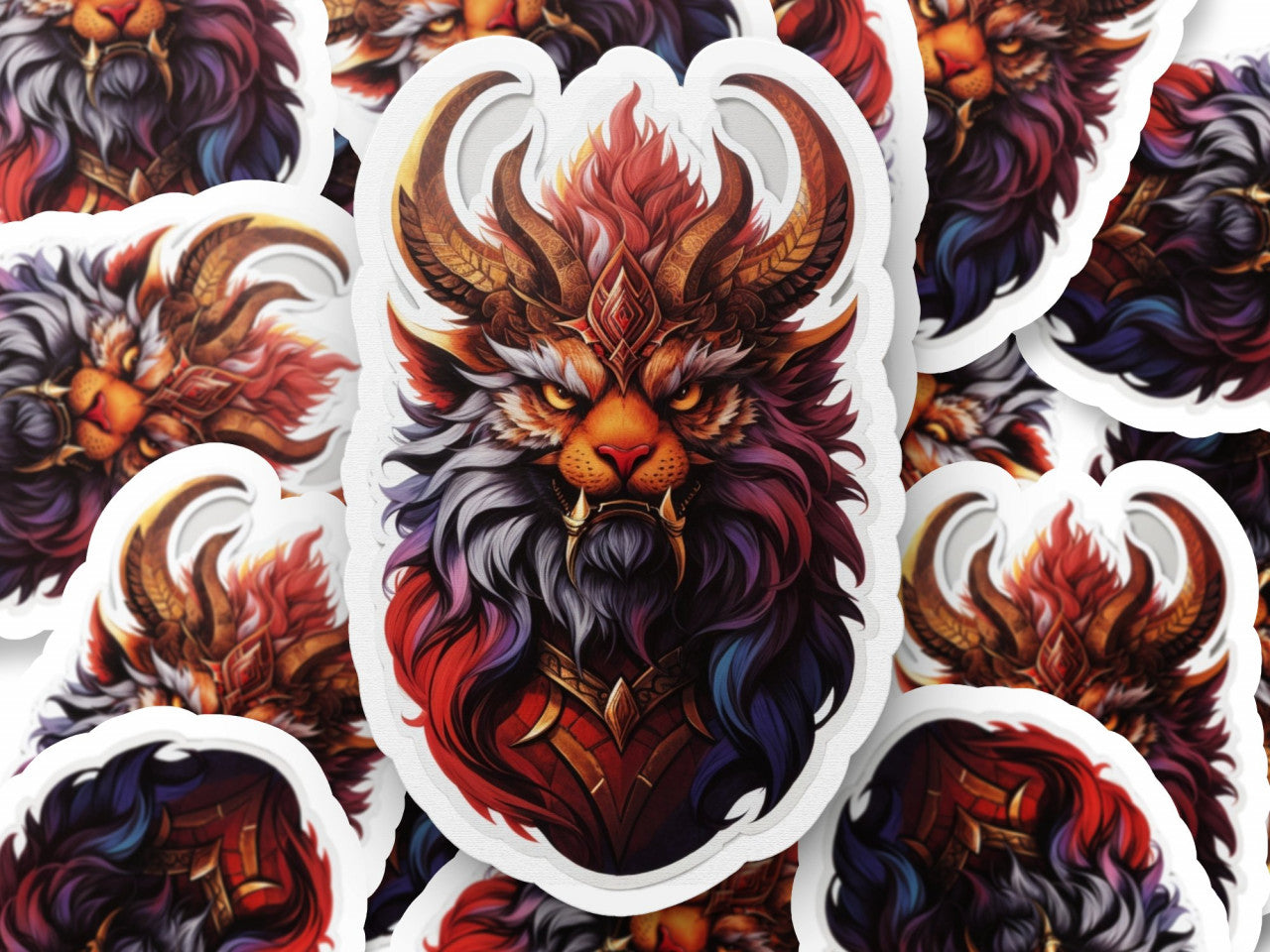 Set 3 bucati, Sticker decorativ, Demon Stolas cu coarne, Rezistent la apa, NO1259, 6 cm, Multicolor