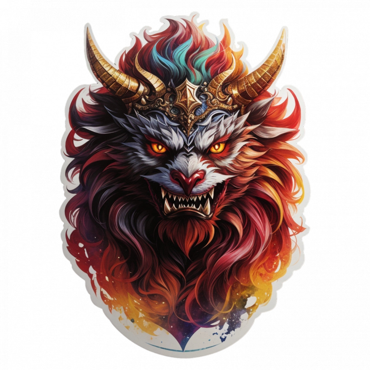 Set 3 bucati, Sticker decorativ, Demon Stolas cu coarne si colti, Rezistent la apa, NO1258, 6 cm, Multicolor