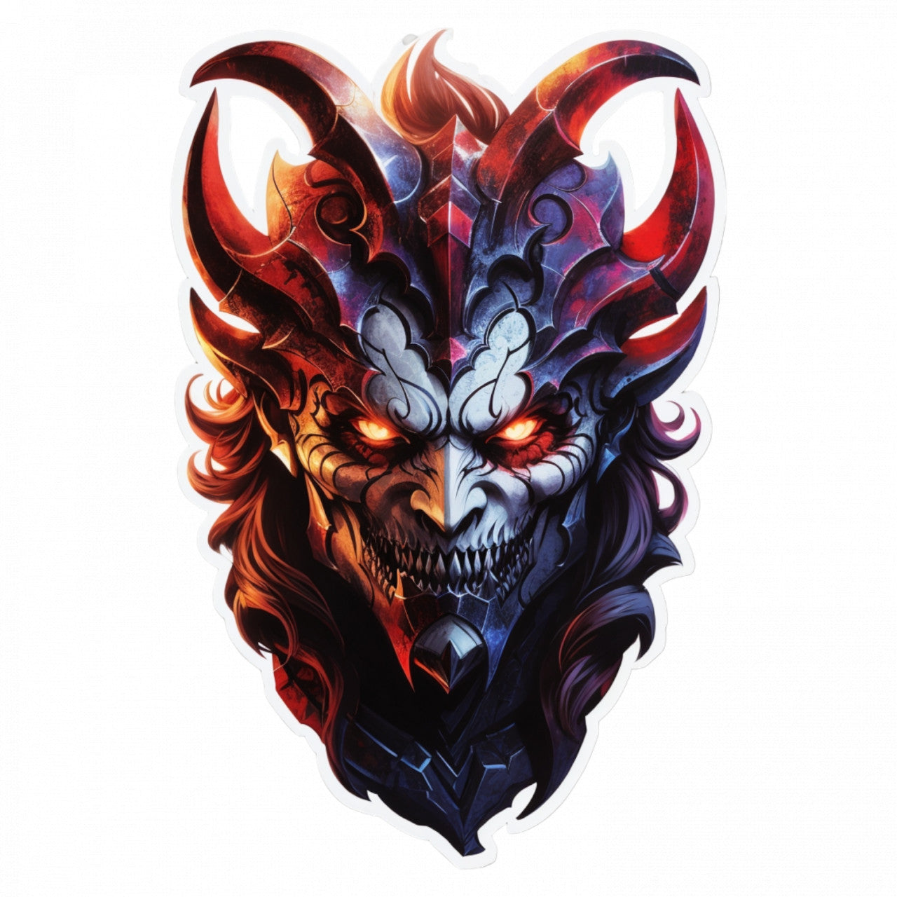 Set 3 bucati, Sticker decorativ, Demon Valac, Rezistent la apa, NO1336, 6 cm, Multicolor