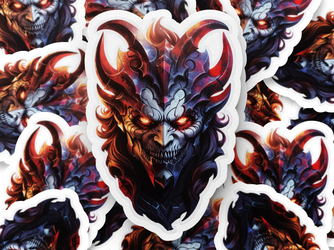 Set 3 bucati, Sticker decorativ, Demon Valac, Rezistent la apa, NO1336, 6 cm, Multicolor