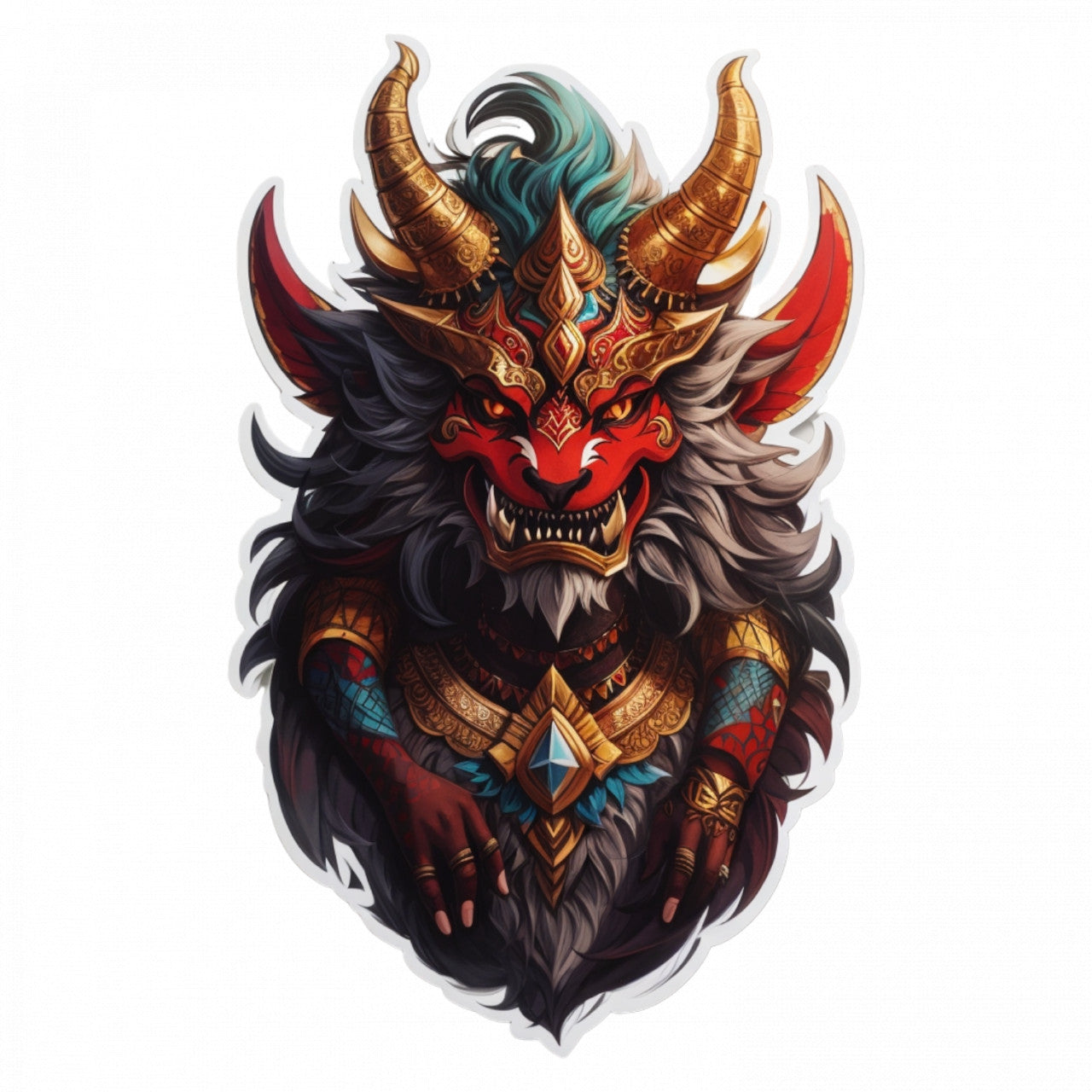 Set 3 bucati, Sticker decorativ, Demonul Paimon, Rezistent la apa, NO999, 6 cm, Multicolor