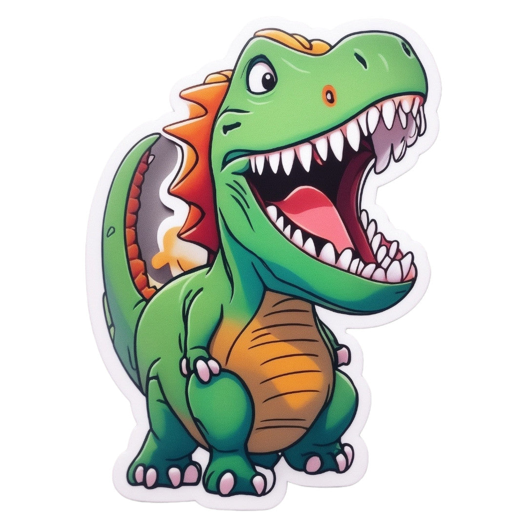 Set 3 bucati, Sticker decorativ, Dinozaurul fericit, Rezistent la apa, NO1560, 6 cm, Multicolor