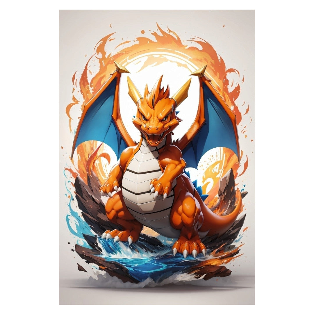 Set 3 bucati, Sticker decorativ, Dragon pokemon , Rezistent la apa, NO2018, 6 cm, Multicolor