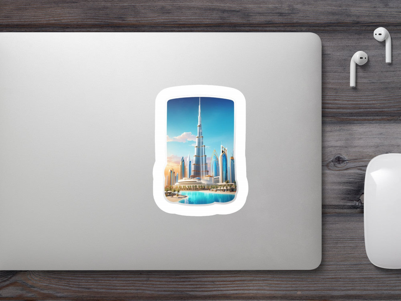 Set 3 bucati, Sticker decorativ, Dubai Burj Khalifa, Rezistent la apa, NO497, 6 cm, Multicolor