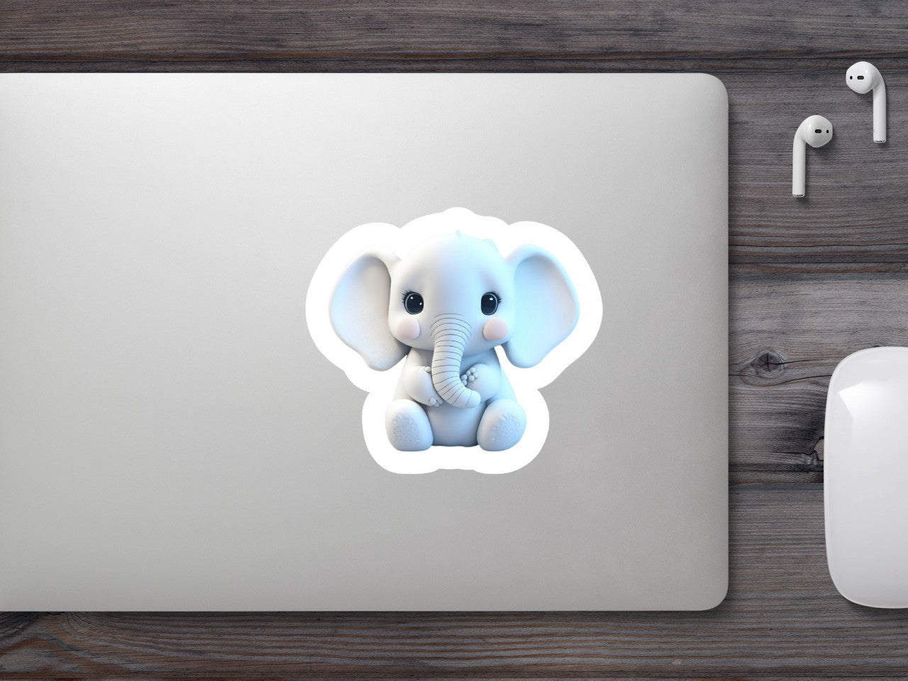 Set 3 bucati, Sticker decorativ, Elefantul Bibi, Rezistent la apa, NO1687, 6 cm, Multicolor