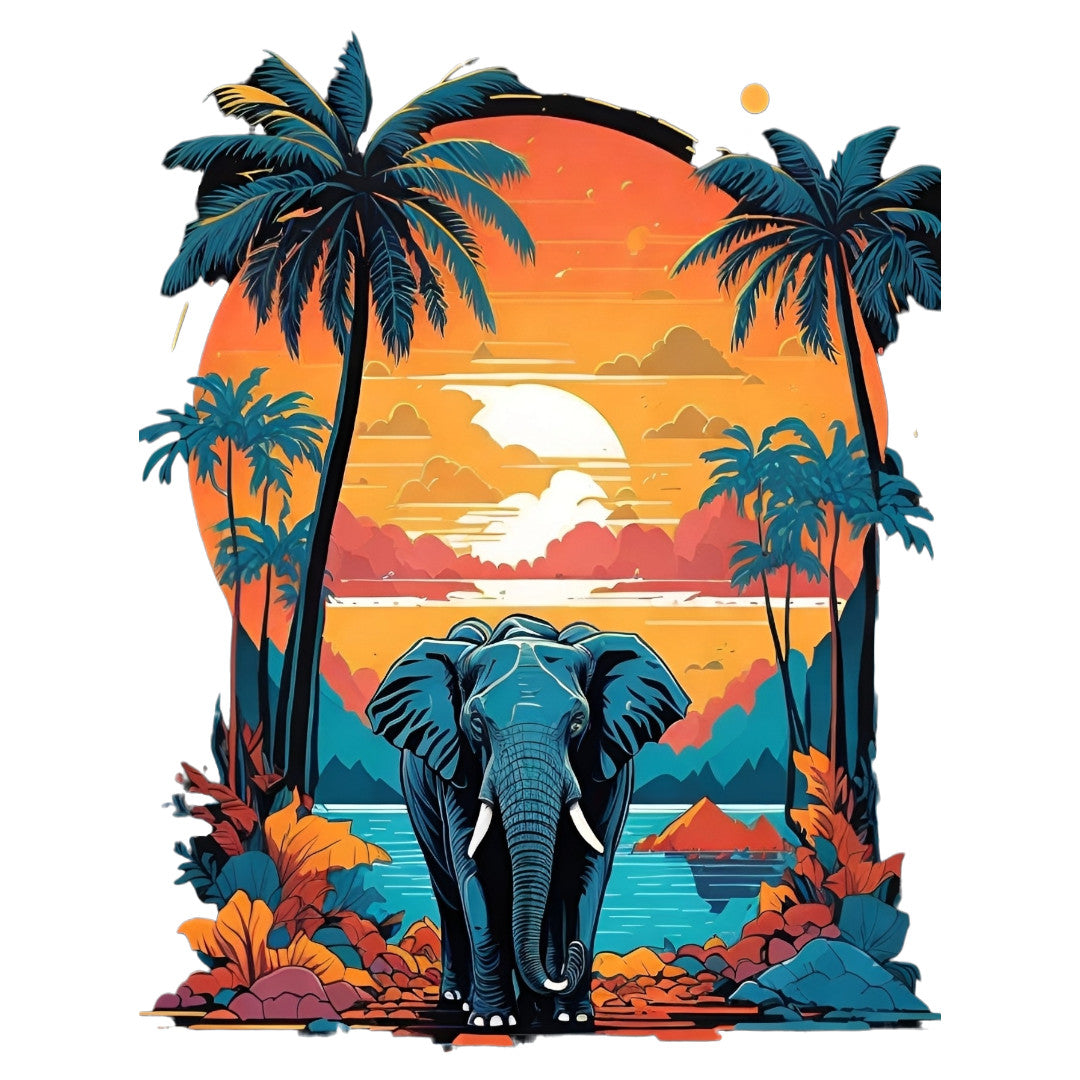 Set 3 bucati, Sticker decorativ, Elefantul in jungla, Rezistent la apa, NO1730, 6 cm, Multicolor