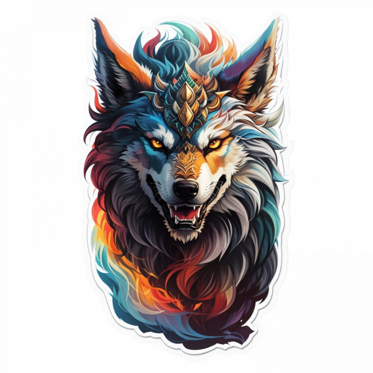 Set 3 bucati, Sticker decorativ, Fenrir personaj mitologic, Rezistent la apa, NO544, 6 cm, Multicolor