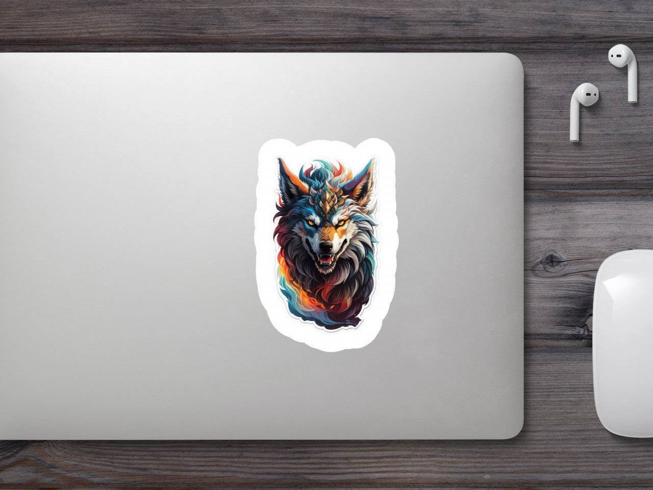 Set 3 bucati, Sticker decorativ, Fenrir personaj mitologic, Rezistent la apa, NO544, 6 cm, Multicolor