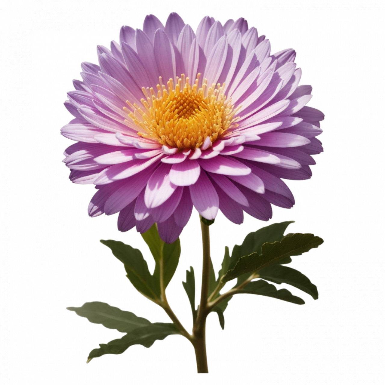 Set 3 bucati, Sticker decorativ, Floare Aster cu frunze, Rezistent la apa, NO134, 6 cm, Multicolor