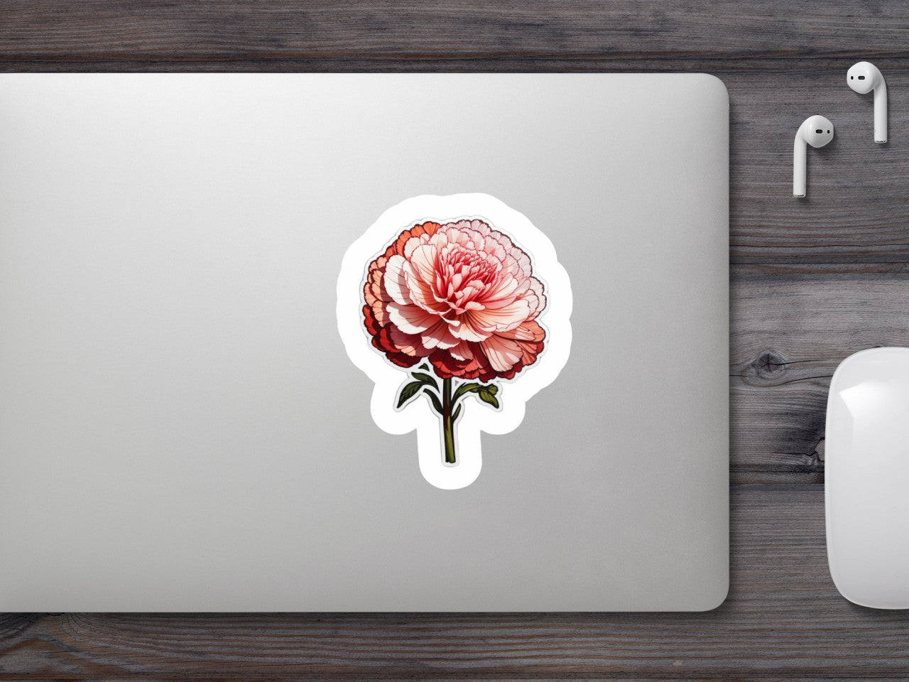 Set 3 bucati, Sticker decorativ, Garoafa cu coada scurta, Rezistent la apa, NO343, 6 cm, Multicolor