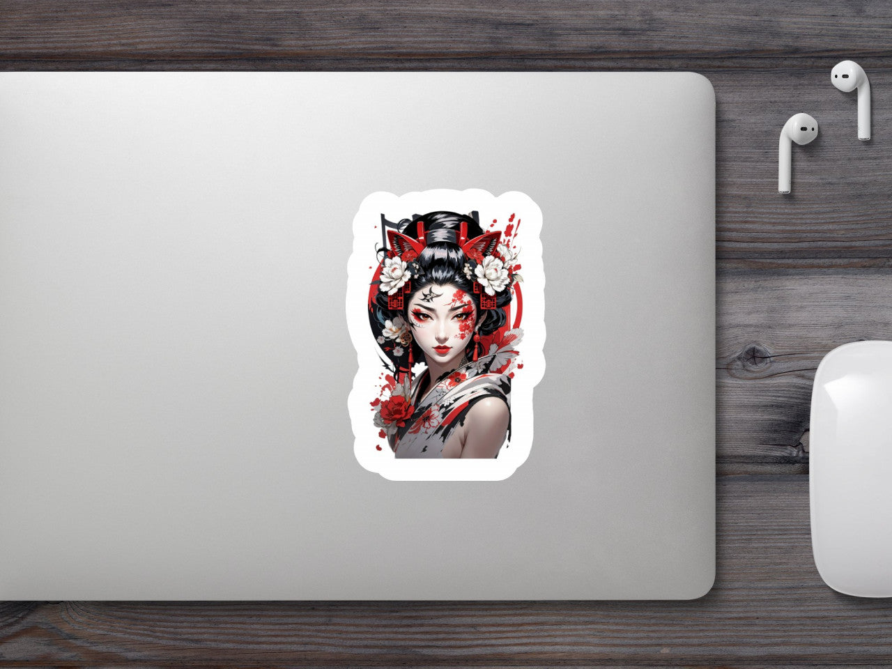 Set 3 bucati, Sticker decorativ, Gheisha, Rezistent la apa, NO1665, 6 cm, Multicolor