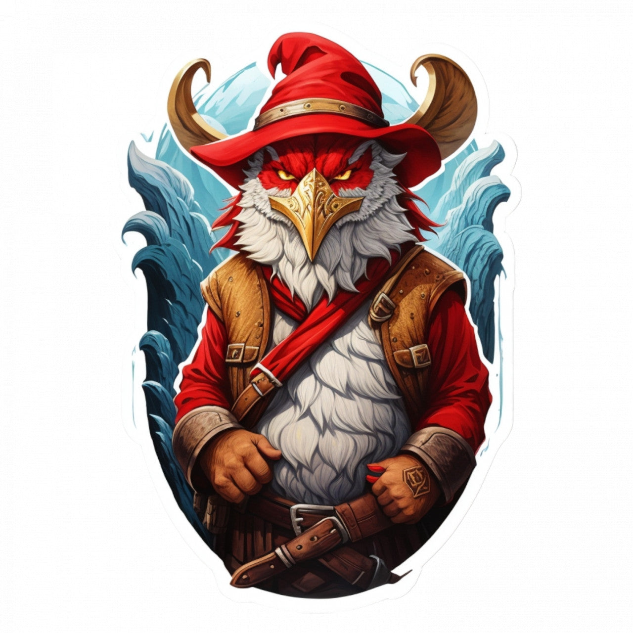 Set 3 bucati, Sticker decorativ, Goblin Redcap, Rezistent la apa, NO1126, 6 cm, Multicolor