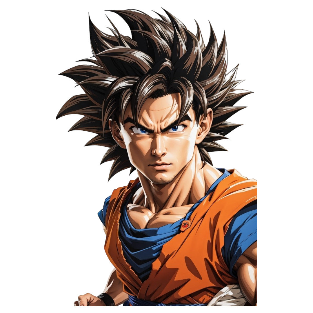 Set 3 bucati, Sticker decorativ, Goku cu parul rebel, Rezistent la apa, NO2080, 6 cm, Multicolor