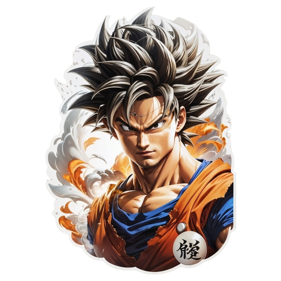 Set 3 bucati, Sticker decorativ, Goku incruntat, Rezistent la apa, NO2081, 6 cm, Multicolor