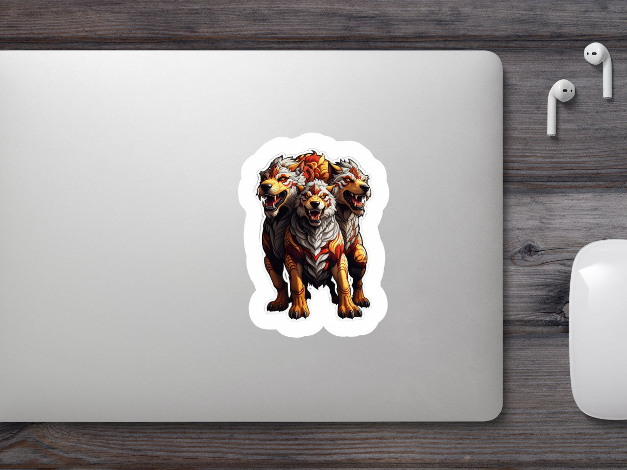 Set 3 bucati, Sticker decorativ, Grup de Cerberus creaturi mitologice, Rezistent la apa, NO360, 6 cm, Multicolor