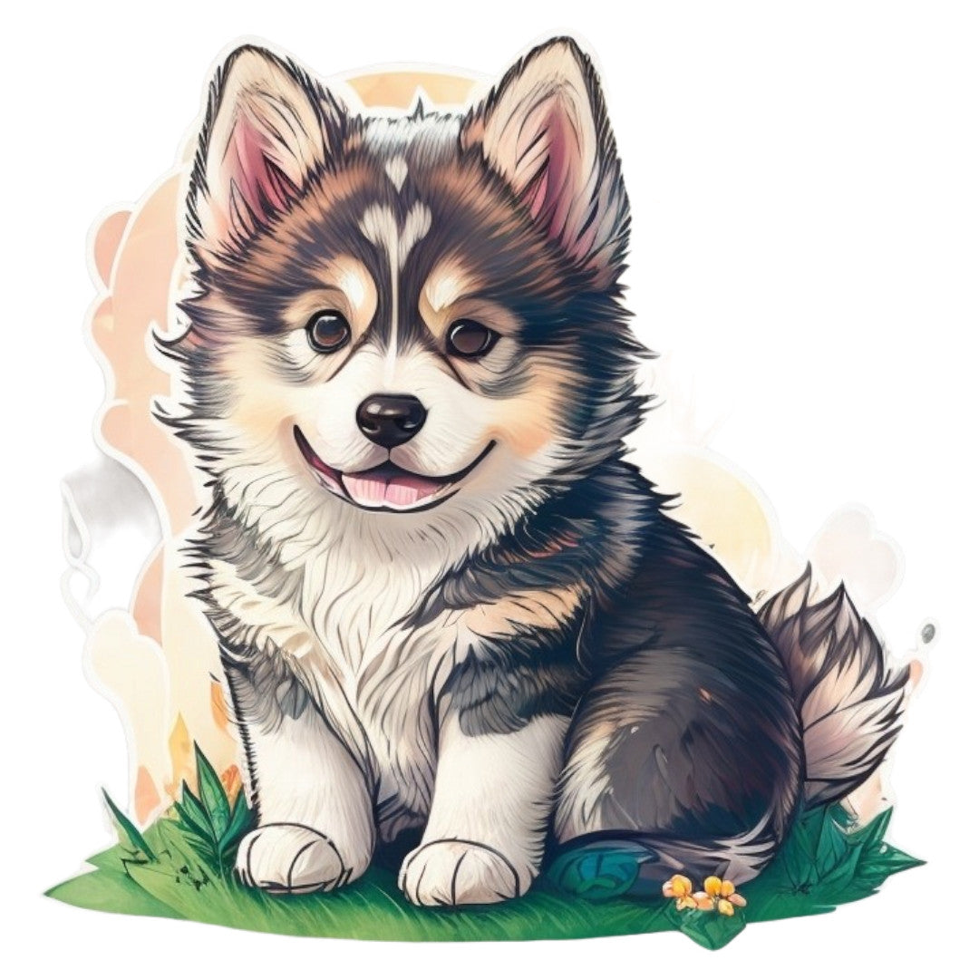 Set 3 bucati, Sticker decorativ, Husky siberian, Rezistent la apa, NO2223, 6 cm, Multicolor