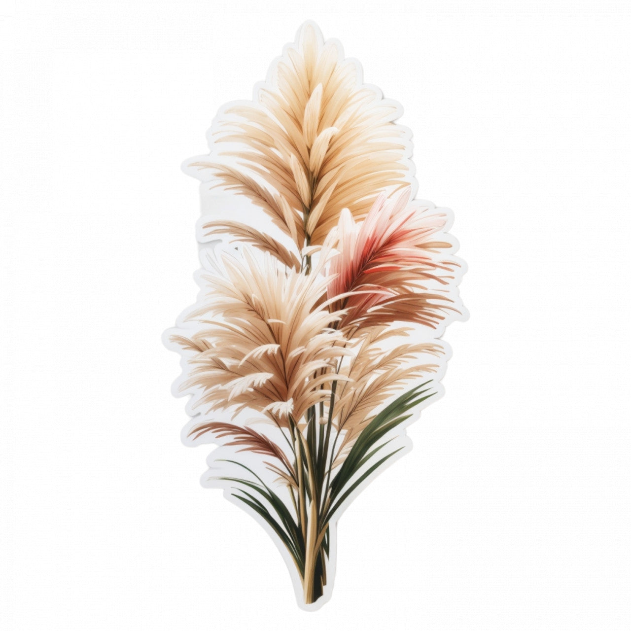 Set 3 bucati, Sticker decorativ, Iarba de pampas, Rezistent la apa, NO1003, 6 cm, Multicolor