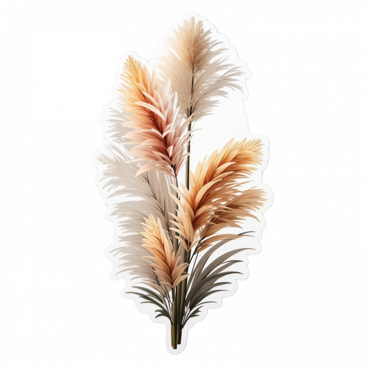 Set 3 bucati, Sticker decorativ, Iarba de pampas, Rezistent la apa, NO1004, 6 cm, Multicolor