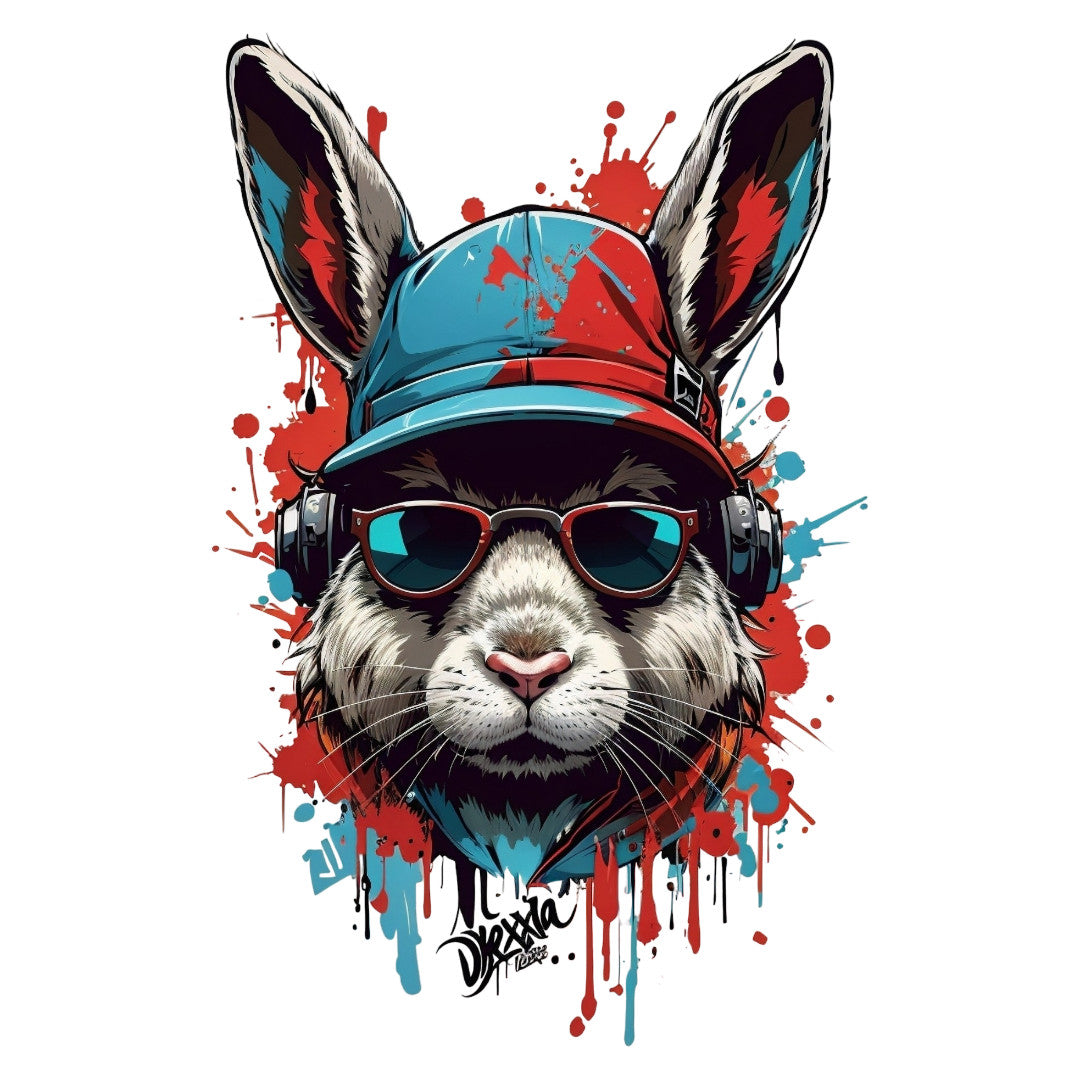 Set 3 bucati, Sticker decorativ, Iepurele rocker, Rezistent la apa, NO1695, 6 cm, Multicolor