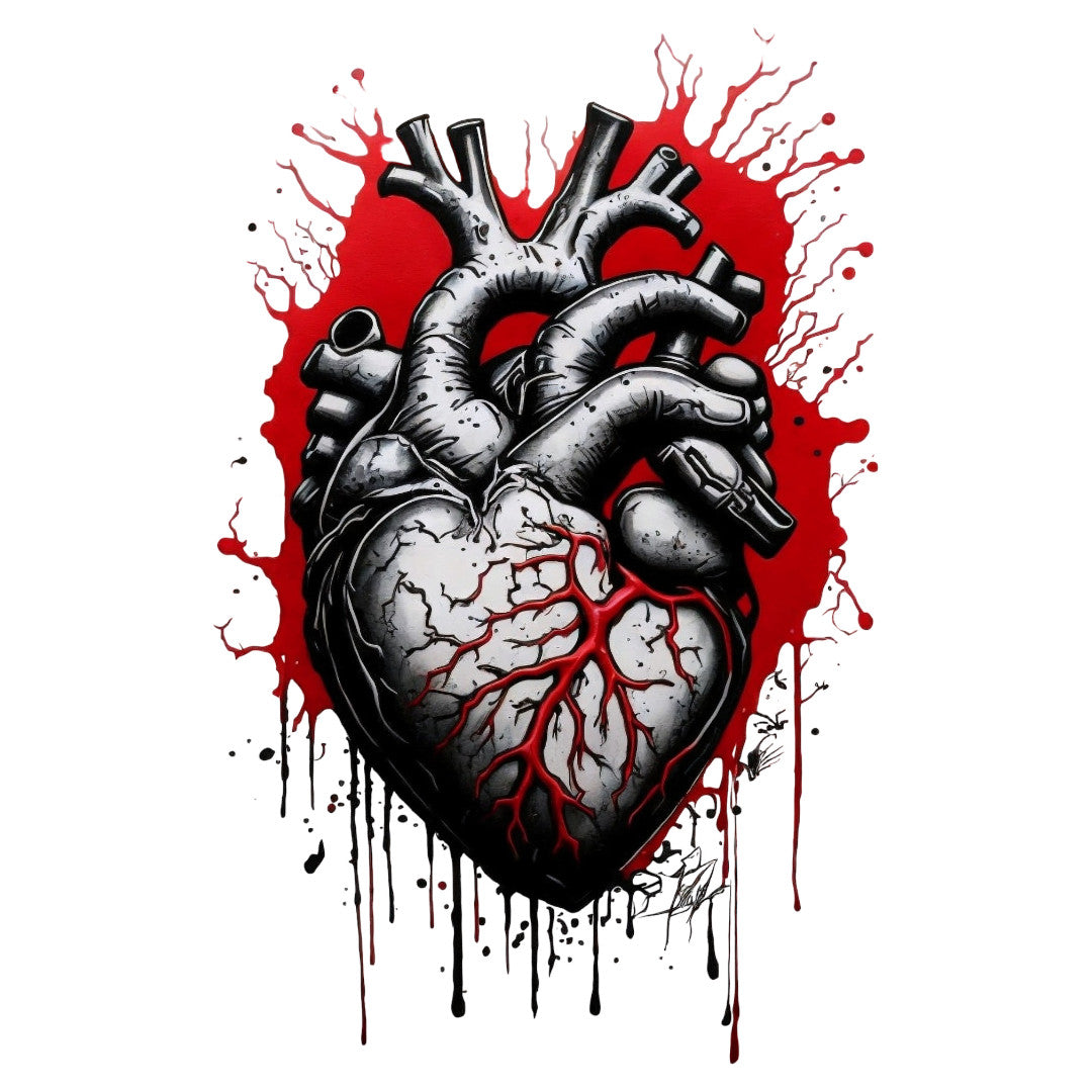 Set 3 bucati, Sticker decorativ, Inima insangerata, Rezistent la apa, NO1917, 6 cm, Multicolor