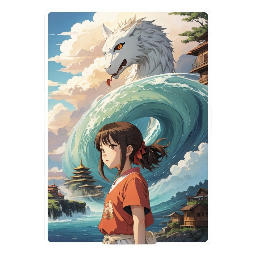 Set 3 bucati, Sticker decorativ, Japoneza si dragon, Rezistent la apa, NO2179, 6 cm, Multicolor